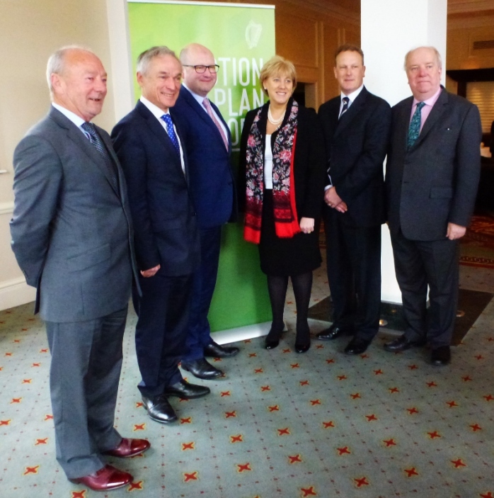 Three government Ministers, Richard Bruton and Ged Nash (Labour), with Heather Humphreys T.D. (centre), and two other Fine Gael Cavan/Monaghan TDs including Joe O'Reilly T.D. (right) attended the regional Action Plan for Jobs in Carrickmacross   Photo:  © Michael Fisher 